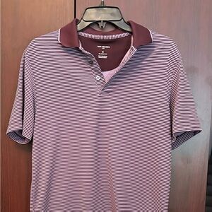 Van Heusen Maroon and White Striped Polo Shirt